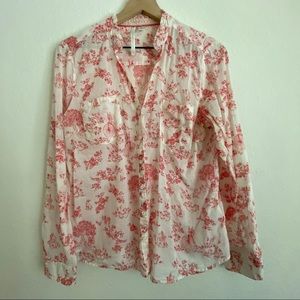 Lauren Conrad Red and White Animal Print Top